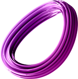 A close-up of a purple wire featuring a distinct loop, showcasing its vibrant color and unique shape.