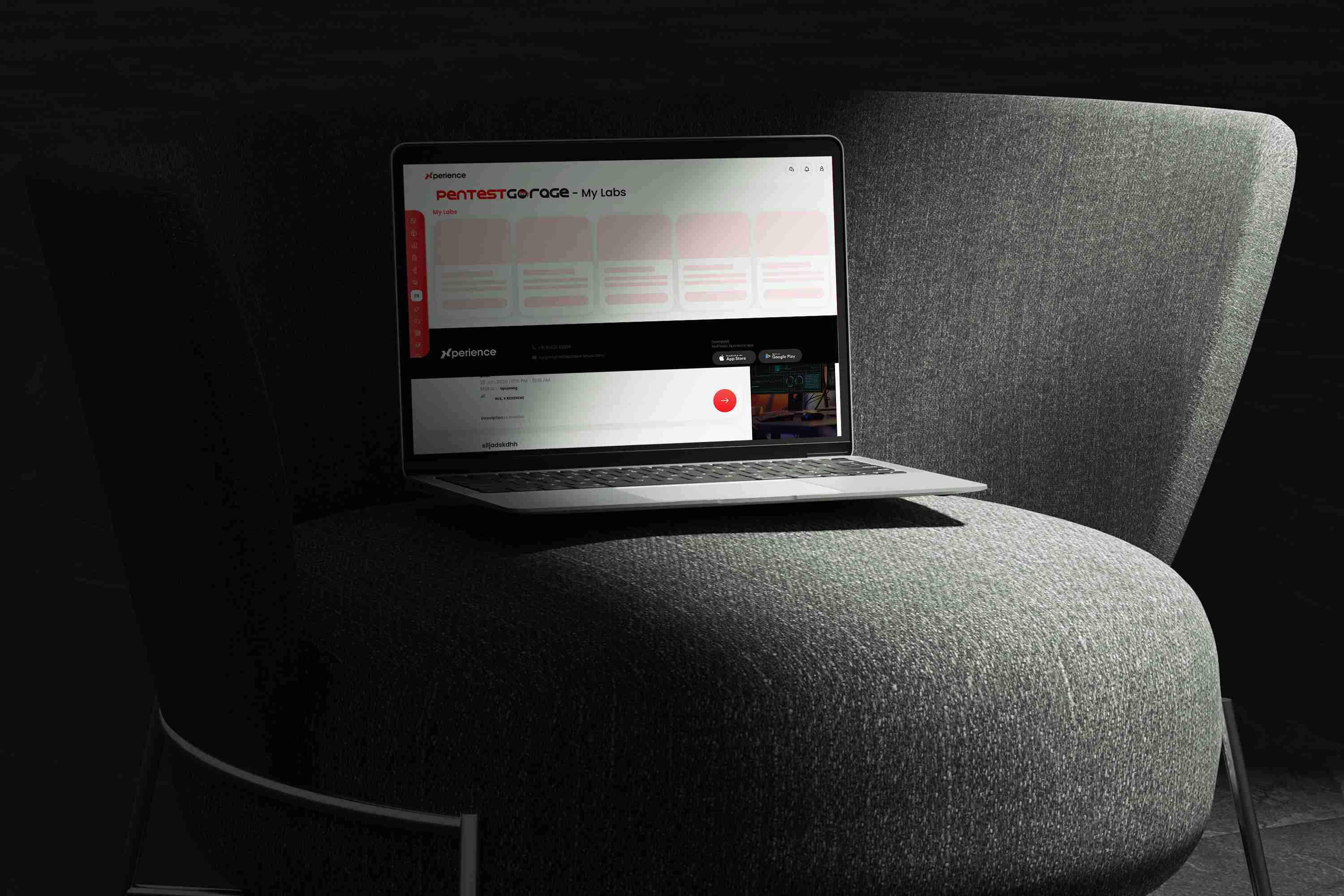 Laptop showing the Xperience learning platform dashboard